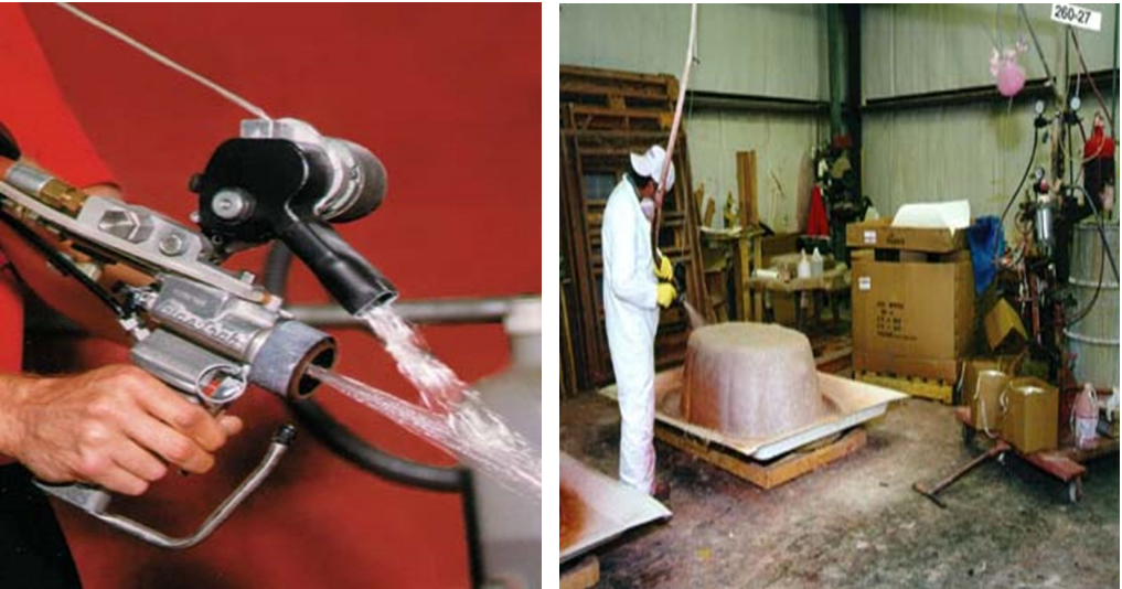 O spray-up é um processo de fabricação de compósitos que usa uma pistola de pulverização