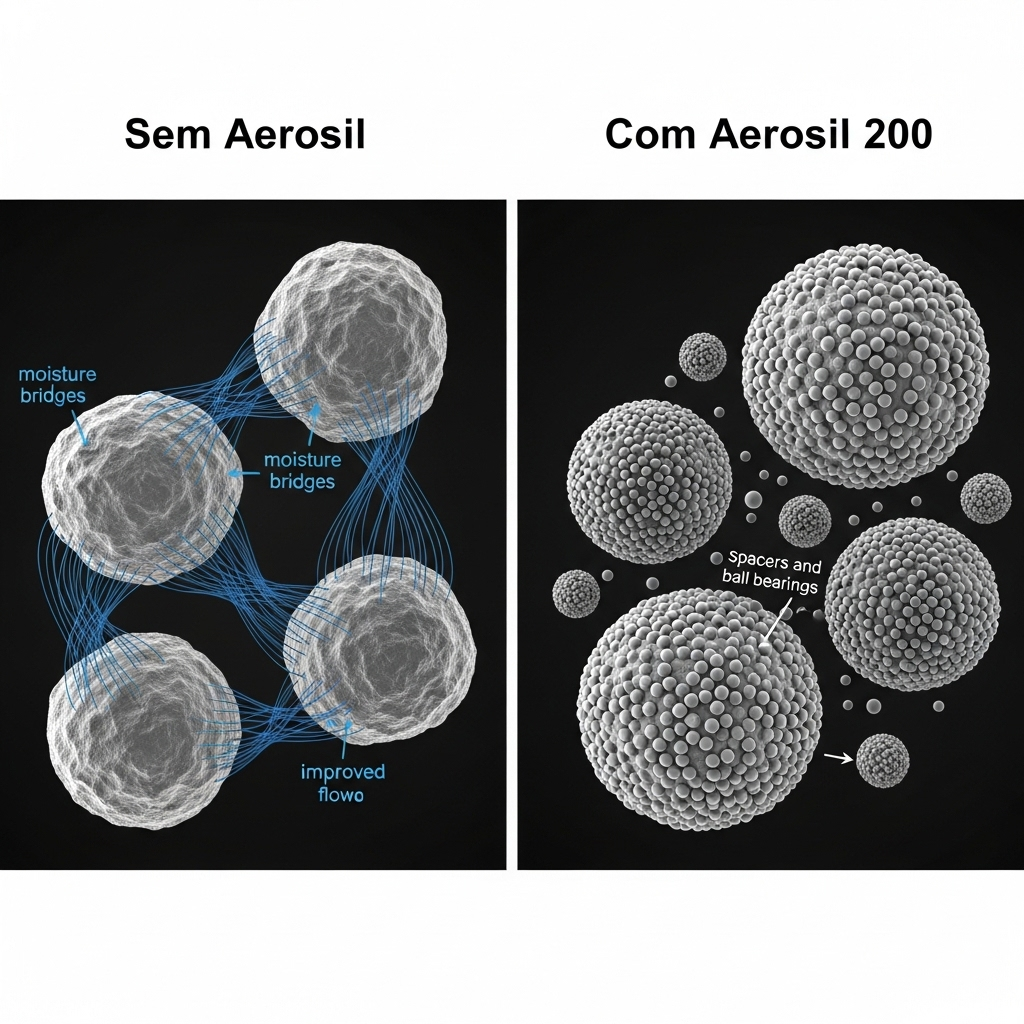 Aerosil como Agente de Fluxo (Free-Flow) na Indústria Farmacêutica e Alimentícia